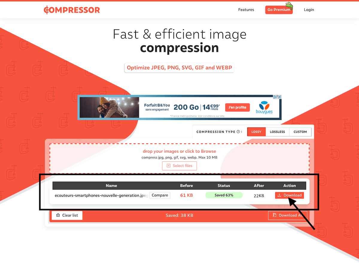 compression d'image via outil web pour optimiser le temps de téléchargement